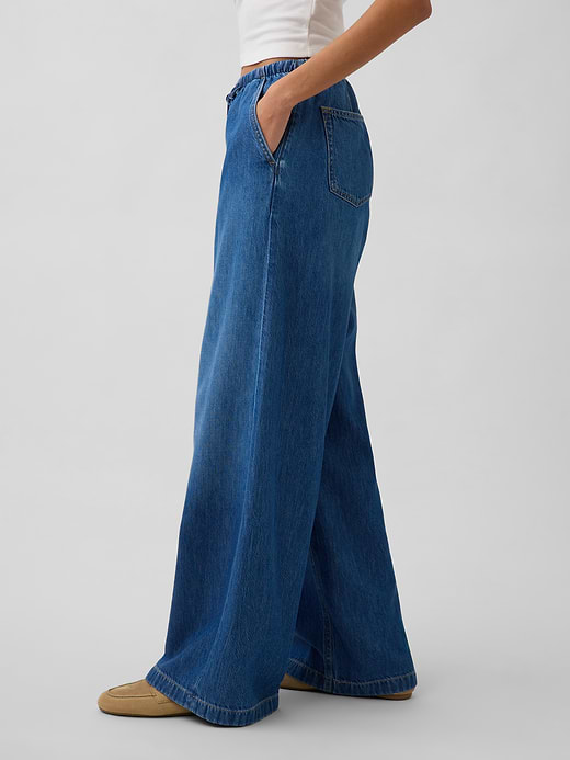 Gap Mid Rise UltraSoft Pleated Easy Baggy Jeans — photo 11