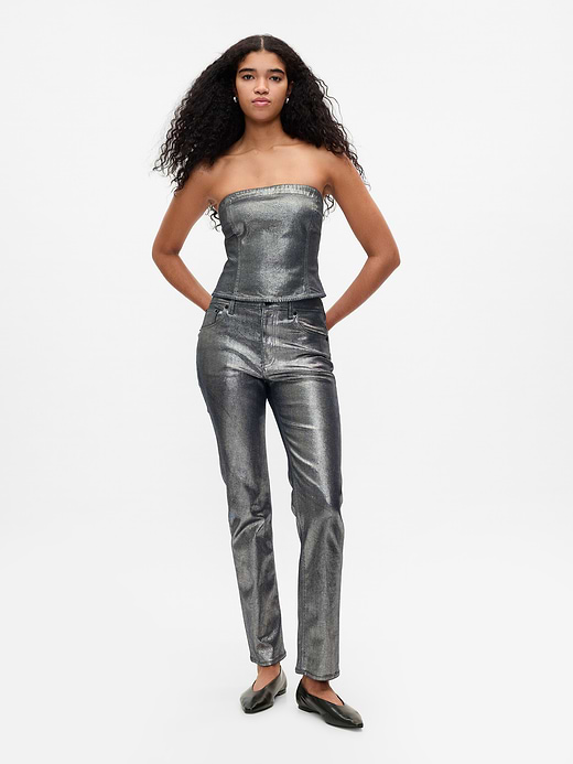 Gap High Rise Metallic '90s Slim Straight Jeans — photo 1