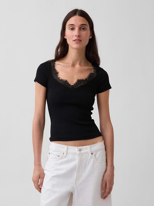 Gap Modern Lace-Trim Crop Top — photo 1