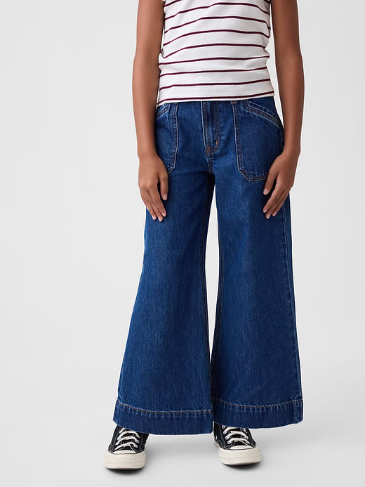 Gap Kids High Rise Stride Wide-Leg Ankle Jeans — photo 4