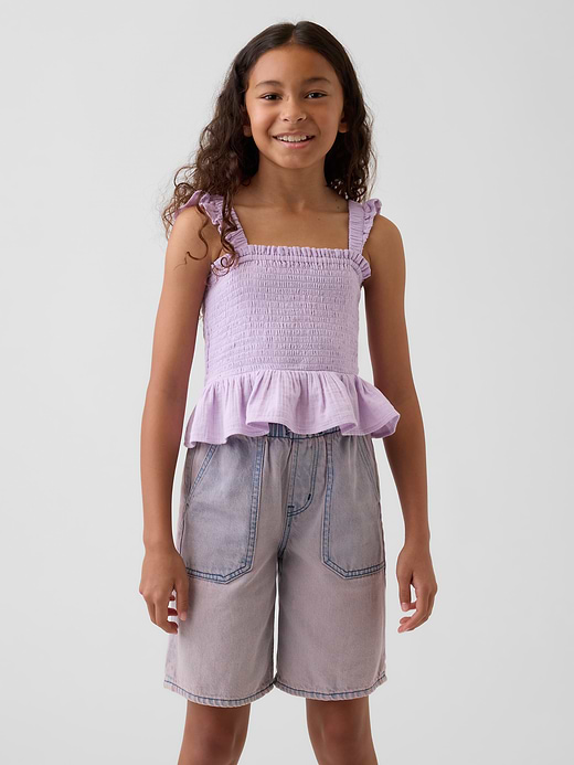 Gap Kids Cotton Gauze Smocked Peplum Top — photo 1