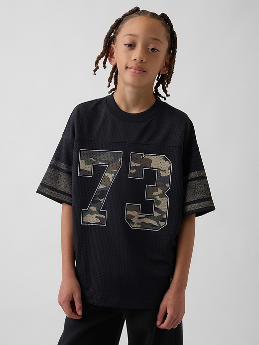 Gap Kids Mesh Oversized Graphic Jersey T-Shirt — photo 1