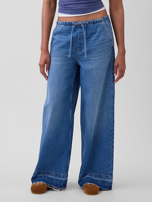 Gap Mid Rise UltraSoft Pleated Easy Baggy Jeans — photo 3