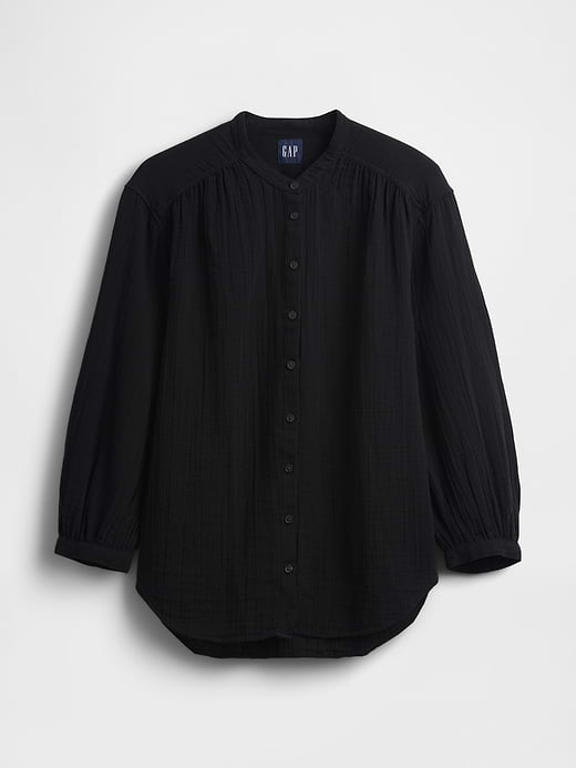 Gap Cotton Gauze Oversized Collarless Shirt — photo 6