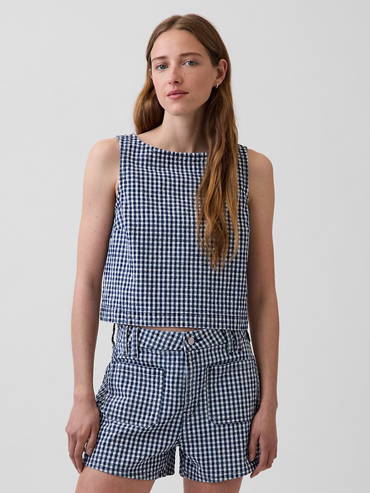 Gap Gingham Denim Crop Shell Tank Top — photo 1