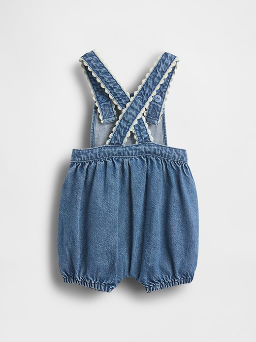 Gap Baby Denim Stripe Bear Pocket Bubble Overalls — photo 3