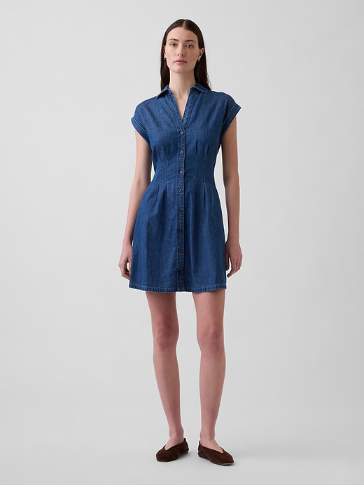 Gap Denim Pleated Mini Shirtdress — photo 1