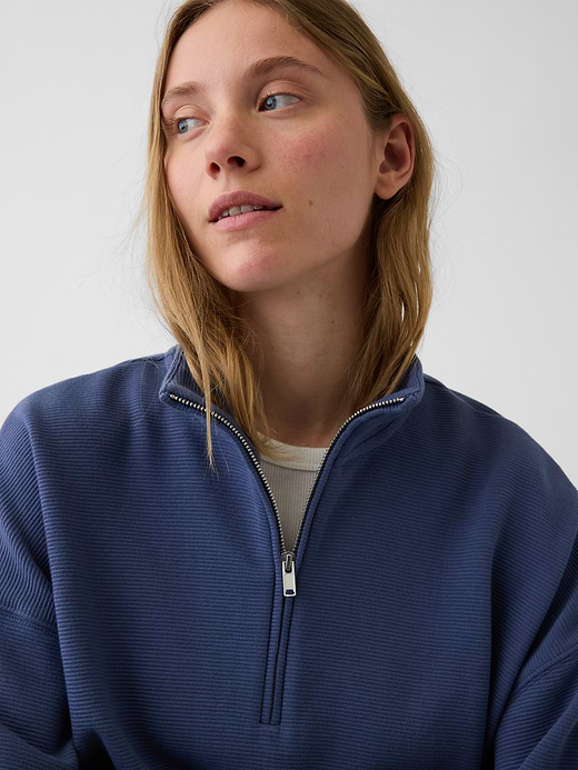 Gap Textured Cotton Oversized Half-Zip Pullover — photo 5