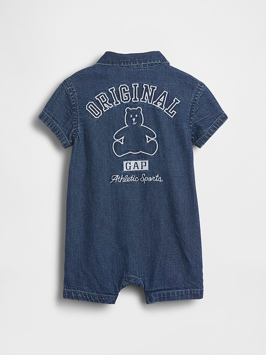 Gap Baby Gingham Denim Colorblock Shorty One-Piece — photo 3
