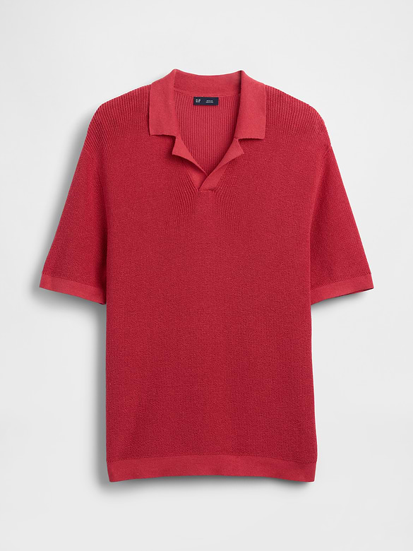 Gap Linen-Blend Camp Polo Sweater Shirt — photo 6
