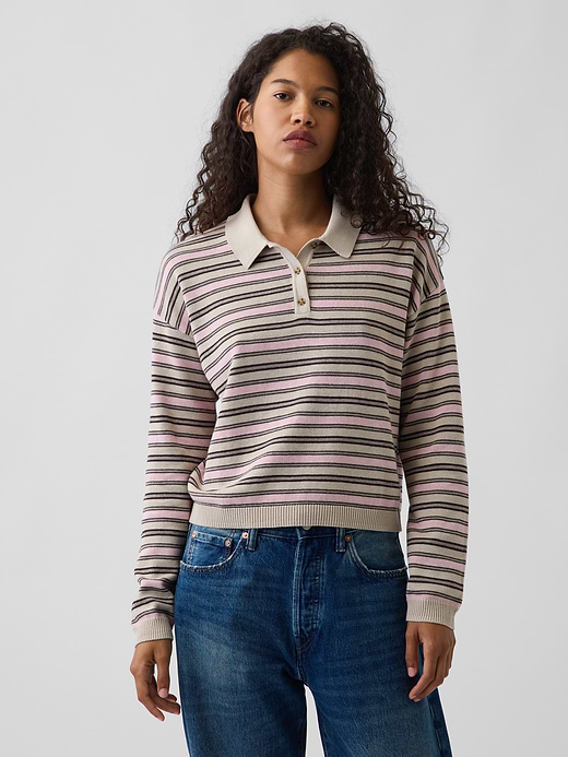Gap 100% Cotton Relaxed Polo Sweater — photo 1