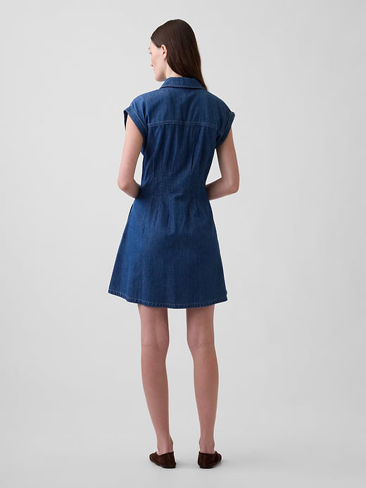 Gap Denim Pleated Mini Shirtdress — photo 3