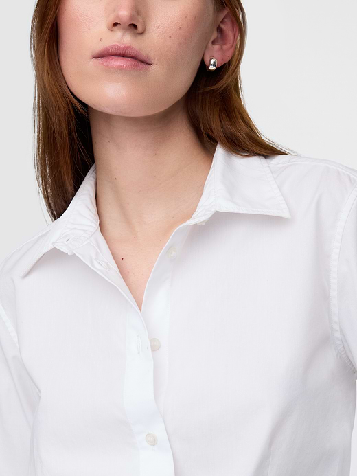 Gap Organic Cotton Fitted Crop Shirt — photo 5