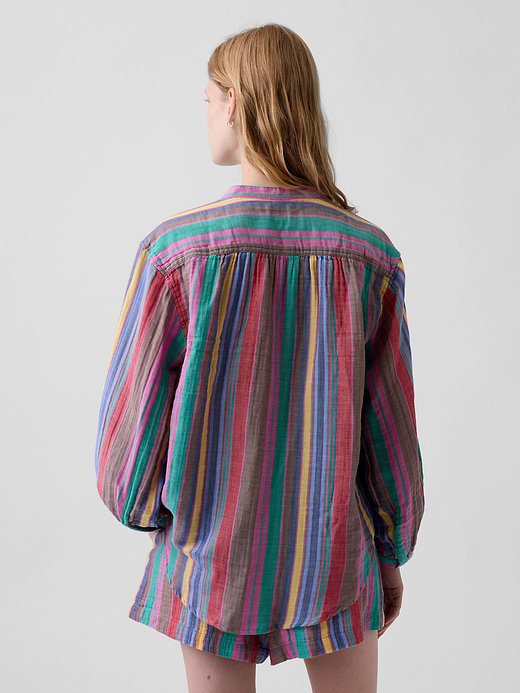 Gap Cotton Gauze Oversized Collarless Shirt — photo 4