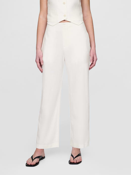 Gap Linen-Blend Relaxed Straight Ankle Pants — photo 3