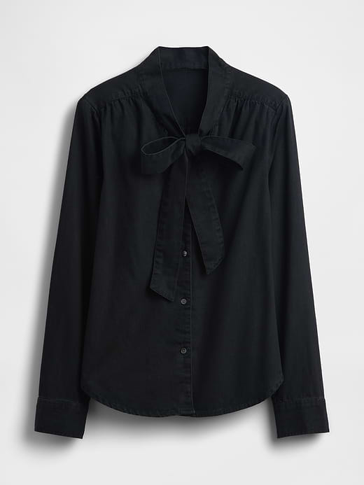 Gap Denim Tie-Neck Shirt — photo 6