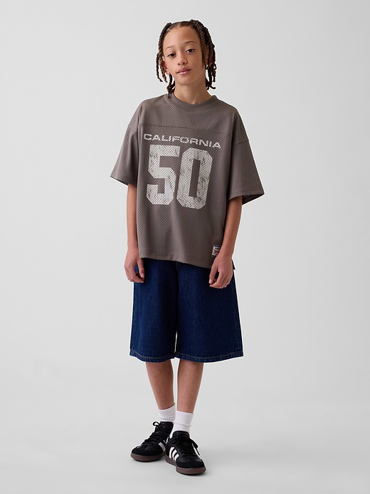 Gap Kids Mesh Oversized Graphic Jersey T-Shirt — photo 5