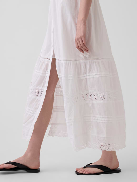 Gap Lace-Trim Tiered Midi Shirtdress — photo 5