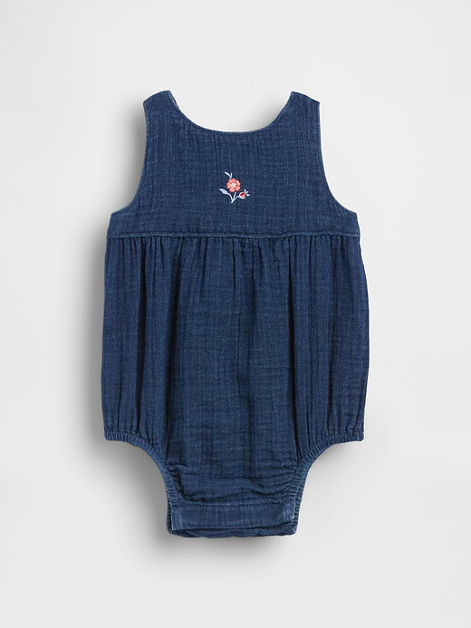 Gap Baby Cotton Gauze Denim Bubble Bodysuit — photo 1