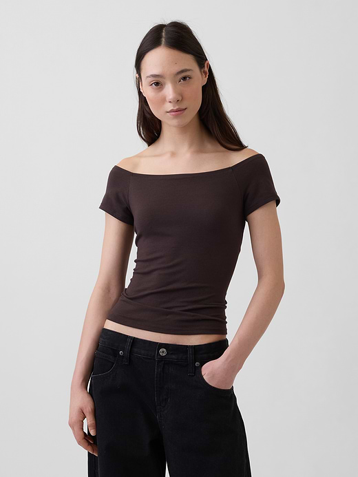 Gap CloseKnit Jersey Off-Shoulder Crop T-Shirt — photo 1