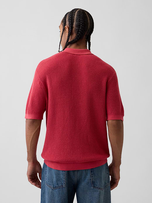Gap Linen-Blend Camp Polo Sweater Shirt — photo 4