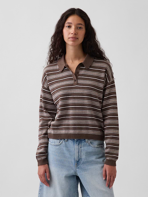 Gap 100% Cotton Relaxed Polo Sweater — photo 1