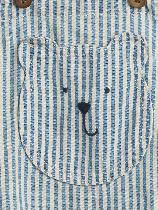 Gap Baby Denim Stripe Bear Pocket Bubble Overalls — photo 4