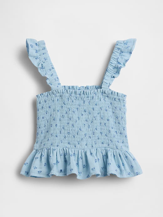 Gap Kids Cotton Gauze Smocked Peplum Top — photo 3