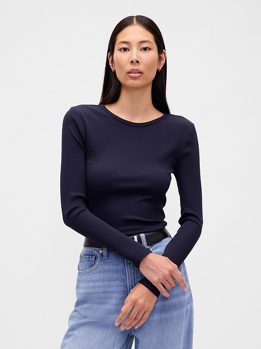 Gap Modern Compact Rib Crop T-Shirt — photo 1