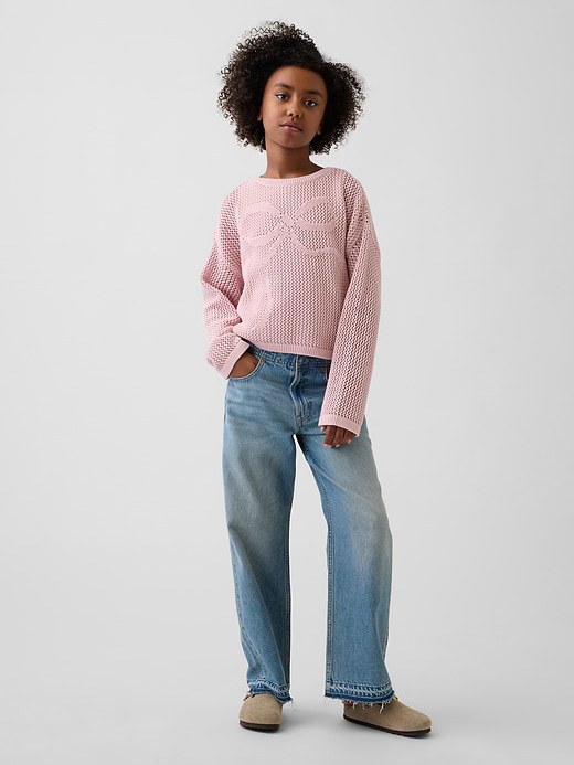 Gap Kids 100% Cotton Crochet Oversized Graphic Sweater — photo 5
