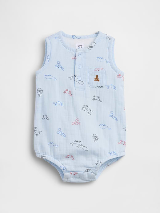 Gap Baby Cotton Gauze Henley Pocket Tank Bodysuit — photo 1