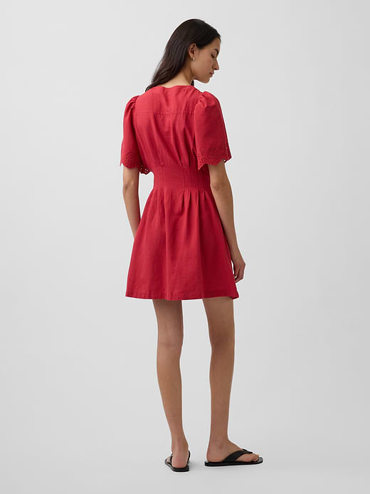 Gap Linen-Blend Cinched Mini Shirtdress — photo 3