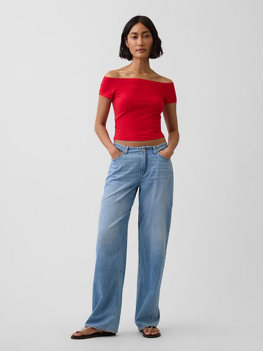 Gap CloseKnit Jersey Off-Shoulder Crop T-Shirt — photo 3