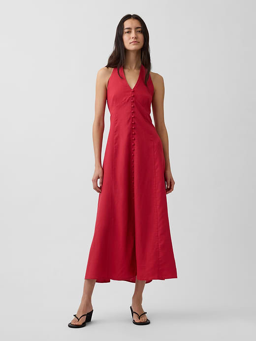 Gap Linen-Blend Halter Maxi Dress — photo 1