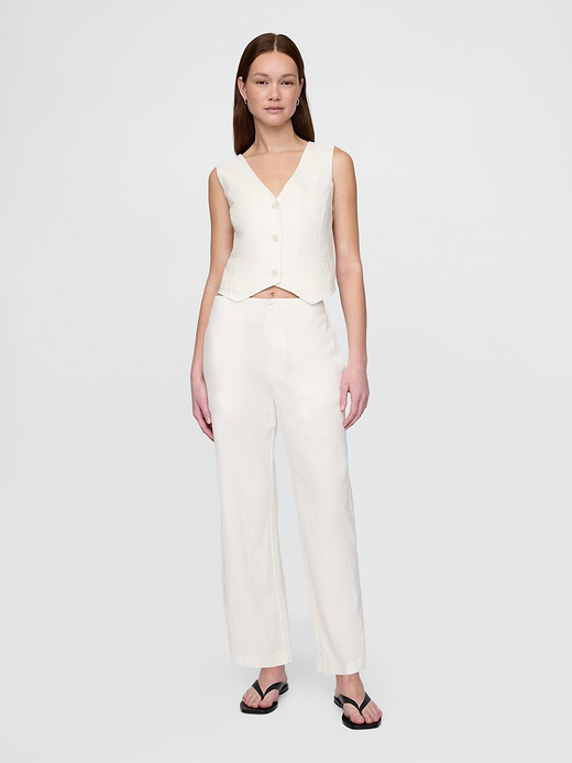 Gap Linen-Blend Relaxed Straight Ankle Pants — photo 1