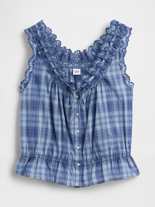Gap Eyelet Tie-Front Crop Peplum Top — photo 6