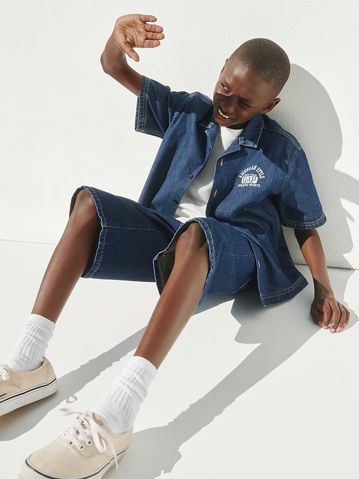 Gap Kids Denim Relaxed Shirt — photo 6