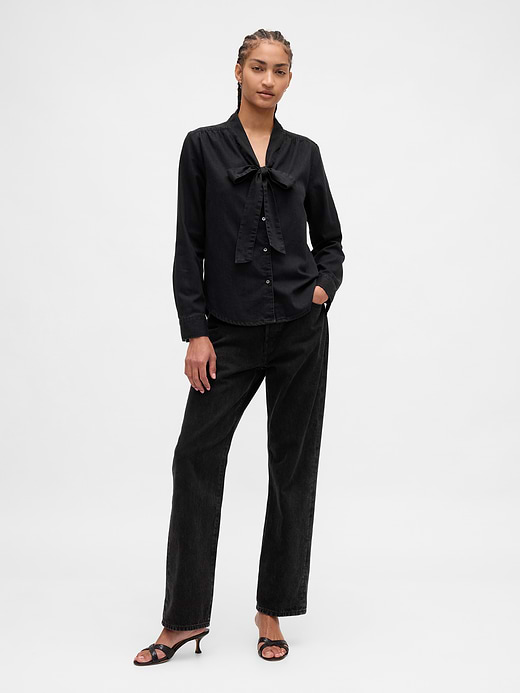 Gap Denim Tie-Neck Shirt — photo 3