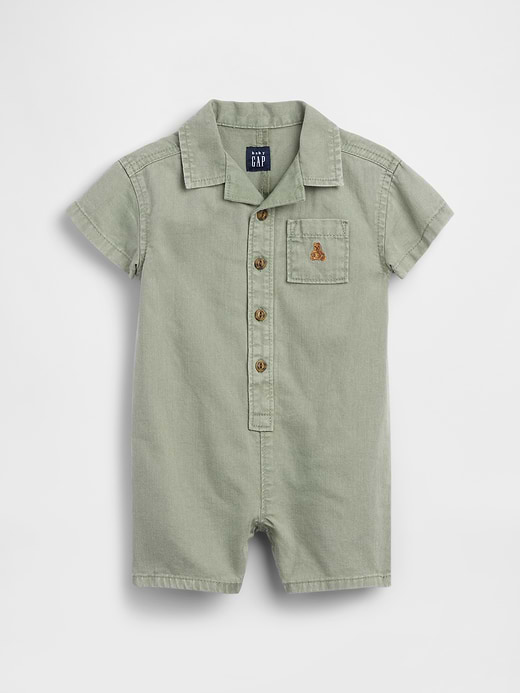 Gap Baby Gingham Denim Colorblock Shorty One-Piece — photo 1