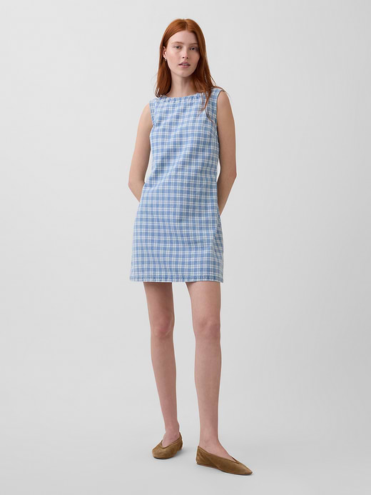 Gap Plaid Denim Mini Shift Dress — photo 1
