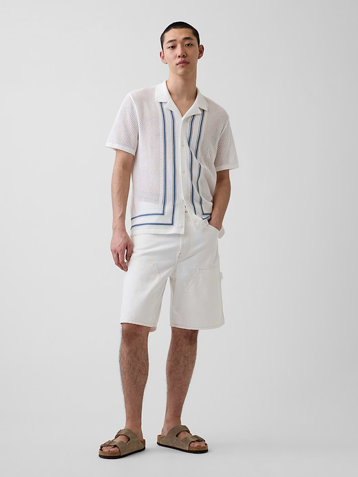 Gap Stripe Camp Collar Sweater Shirt — photo 3