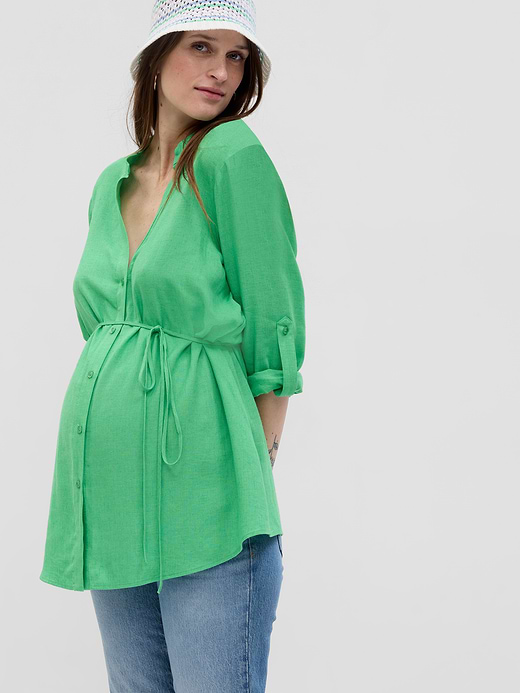 Gap Maternity Linen-Blend Button-Down Shirt — photo 1