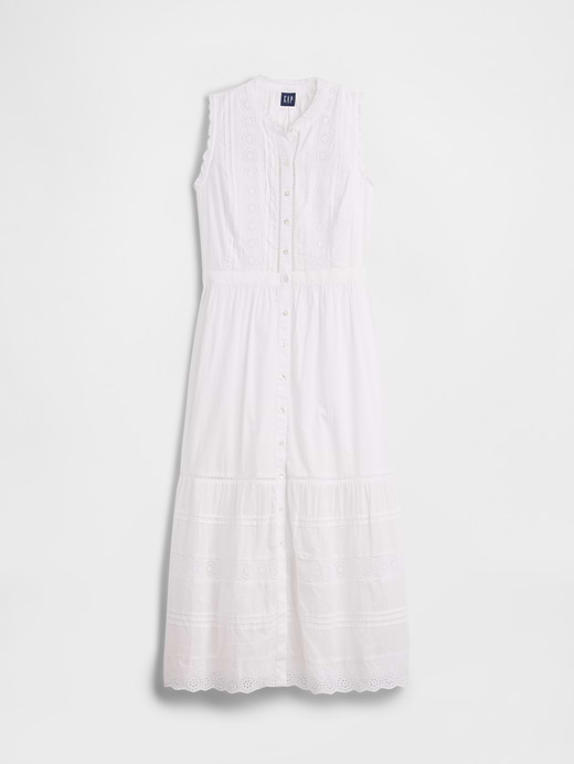 Gap Lace-Trim Tiered Midi Shirtdress — photo 6