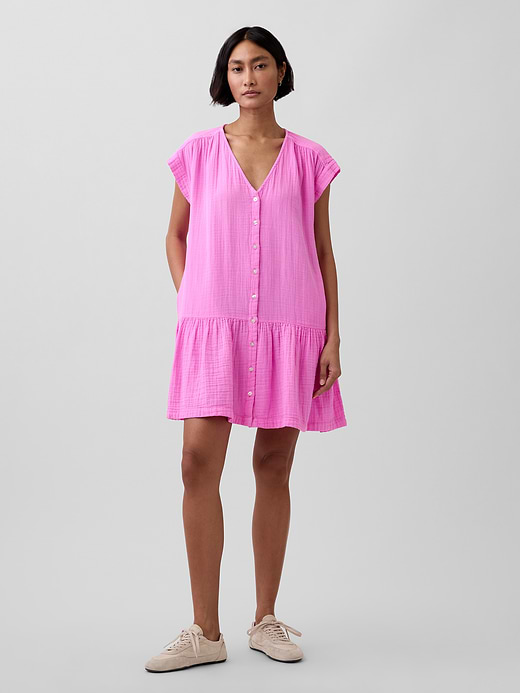 Gap Cotton Gauze Drop-Waist Shirtdress — photo 1
