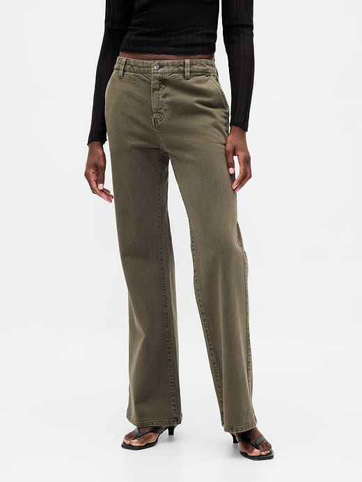Gap Low Rise Relaxed Flare Khakis — photo 3