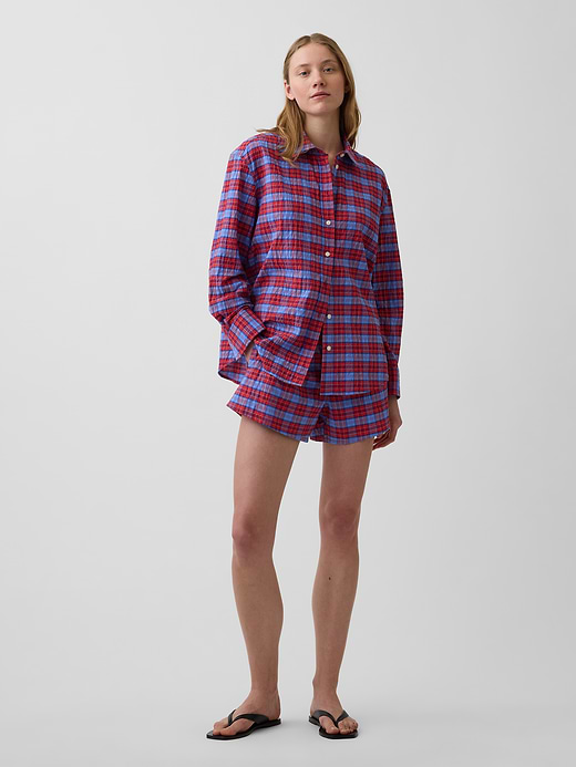 Gap 4" Seersucker Plaid Boxer Shorts — photo 1