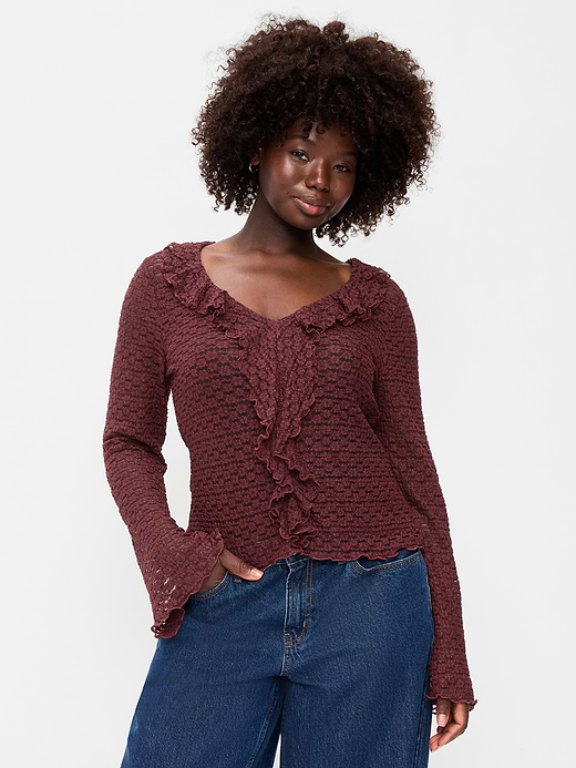 Old Navy Fitted Bell-Sleeve Ruffle Top — photo 7