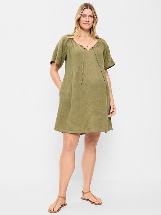 Old Navy Maternity Crinkle Gauze Flutter-Sleeve Mini Swing Dress — photo 1