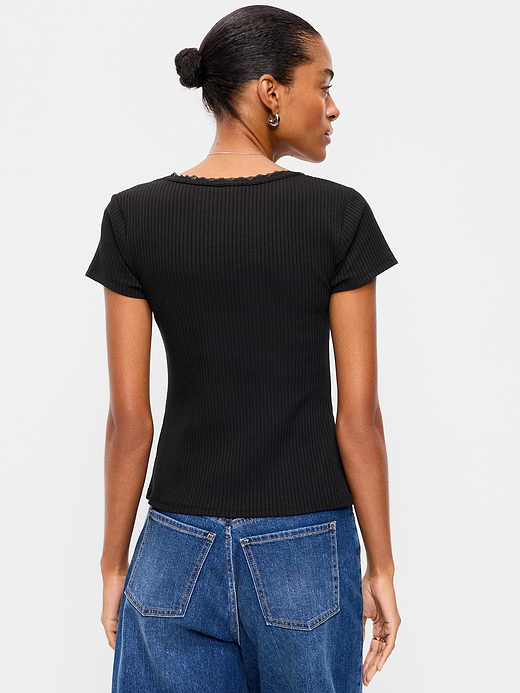 Old Navy Lace-Trim Sweetheart-Neck Ribbed Top — photo 3
