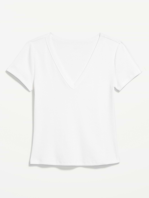 Old Navy Snug Crop V-Neck Ribbed T-Shirt — photo 5